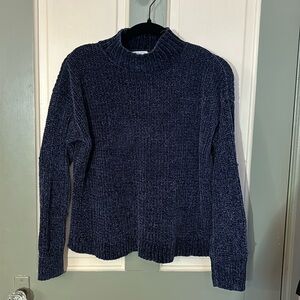 navy blue chenille mock turtleneck